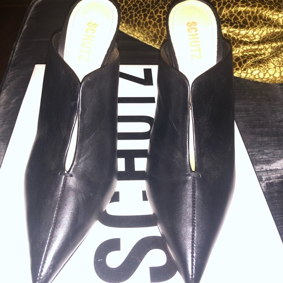 Schutz leather high heel Docia mule with slit Sz 11B runs small. - Picture 3 of 11